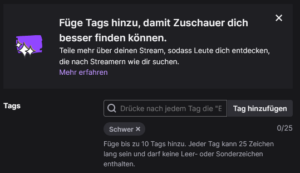 Twitch Tags hinzufügen